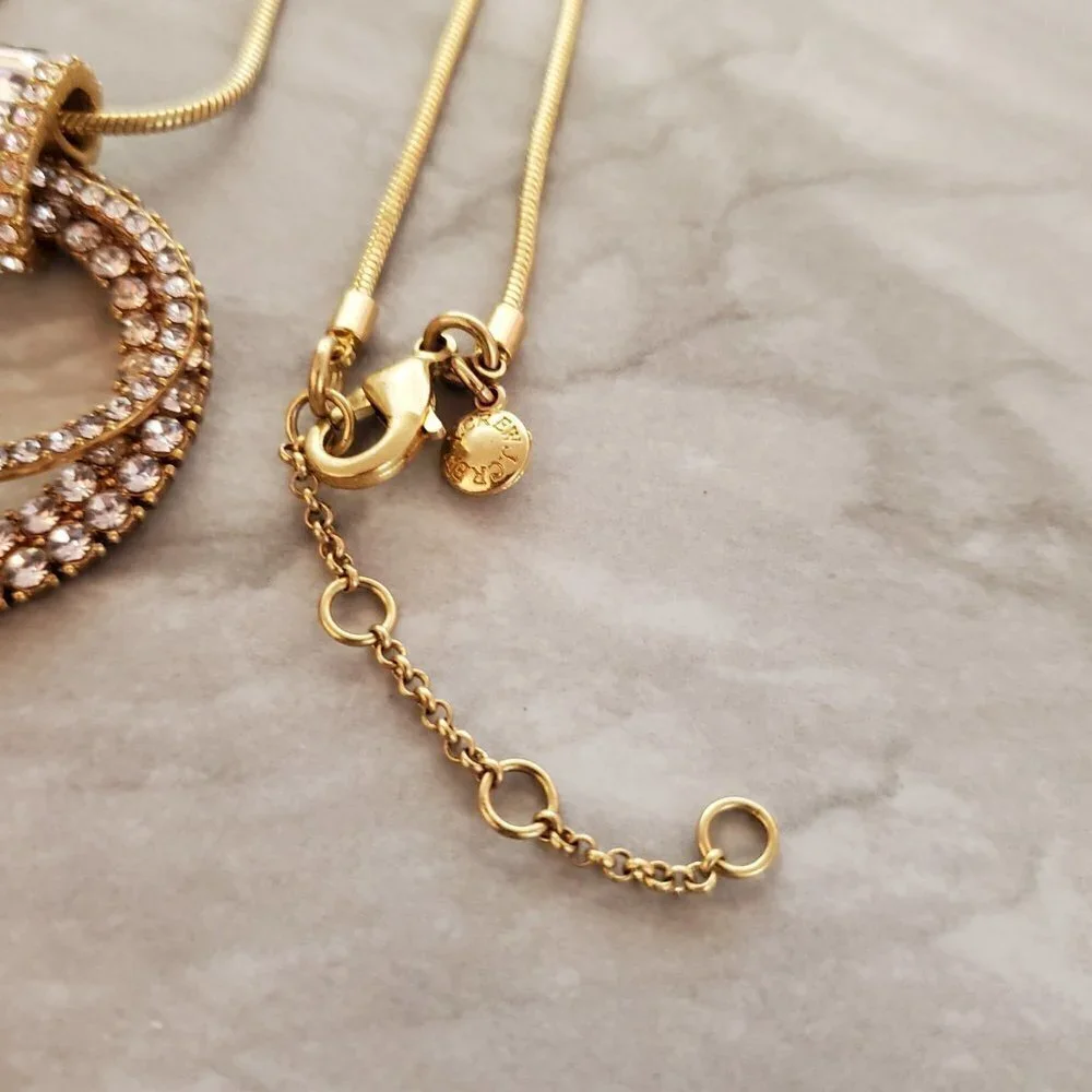 ✨ J.Crew snake Chain Rhinesontes Crystals Hoops Pendant Statement Necklace ✨